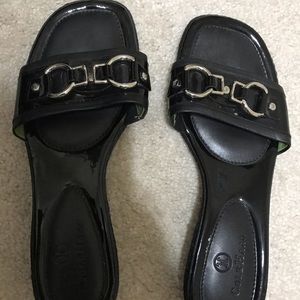 Cole Haan black slides with bag